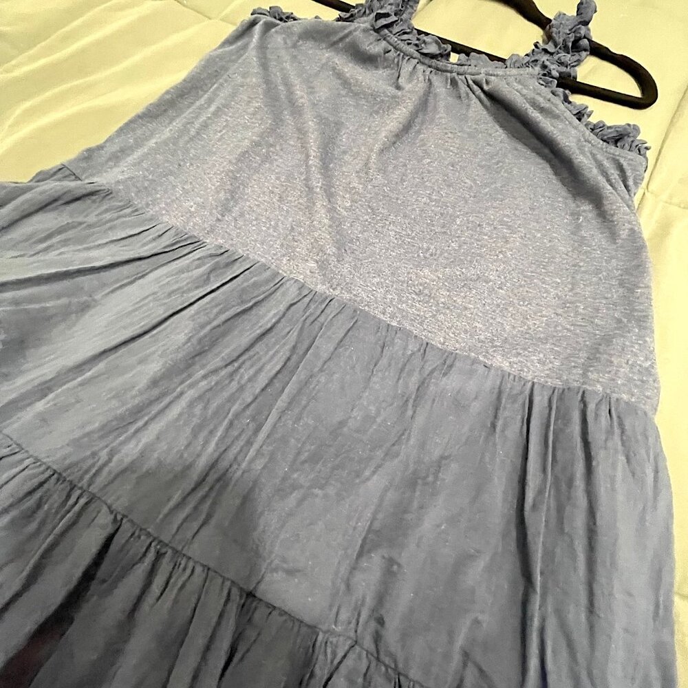Cato Blue Tiered Ruffle Midi Dress Boho Cottagecore Sleeveless Pockets - LARGE - Picture 15 of 16